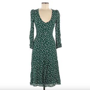 Reformation long sleeve green midi dress